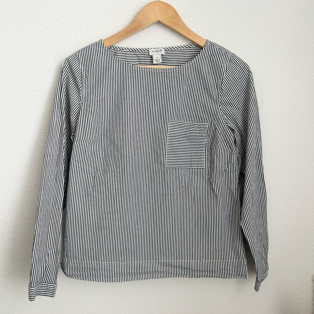 J.Crew Factory Striped Cotton Popover Blouse